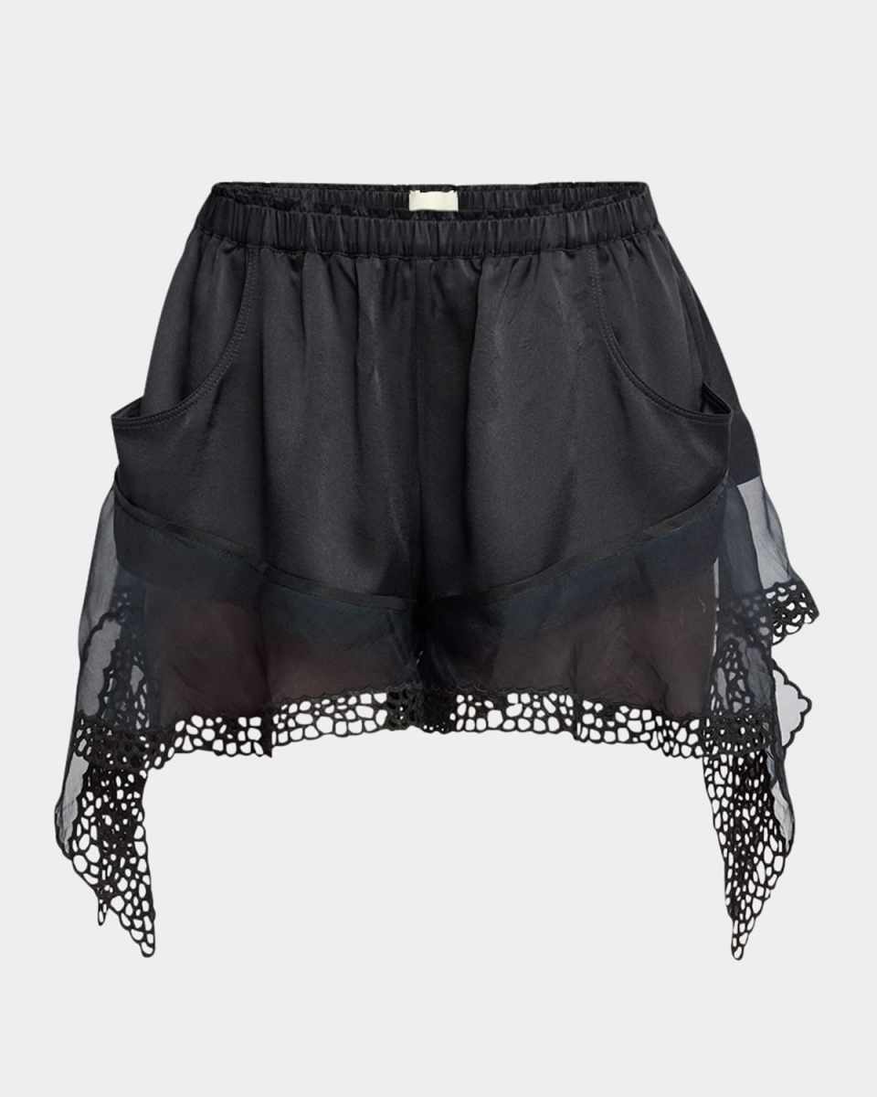 Ildana Lace & Organza-Trim Silk Shorts